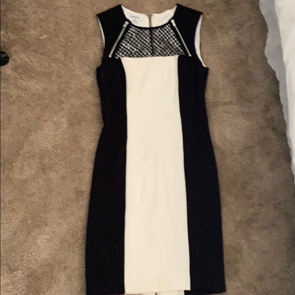 Bebe dress, midi black and white. Worn twice.